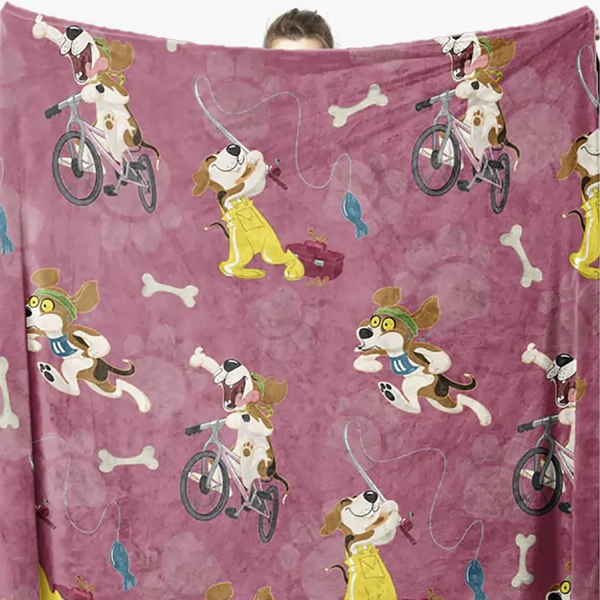 Warm Quilted Fleece Pet Blanket for Winter with Cats & Dogs - Pink – image 6
