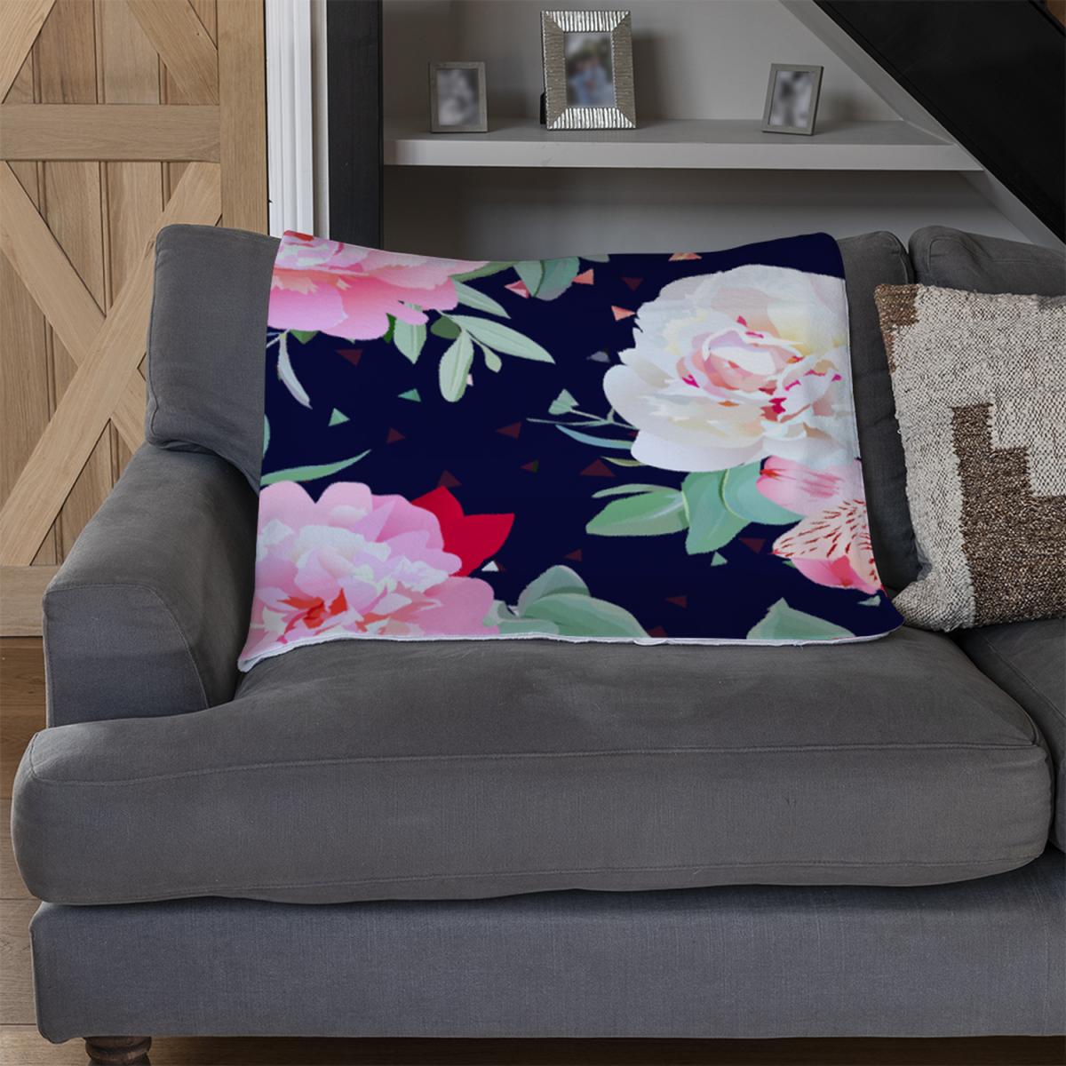 Roses On Navy Blanket - Pink – image 3
