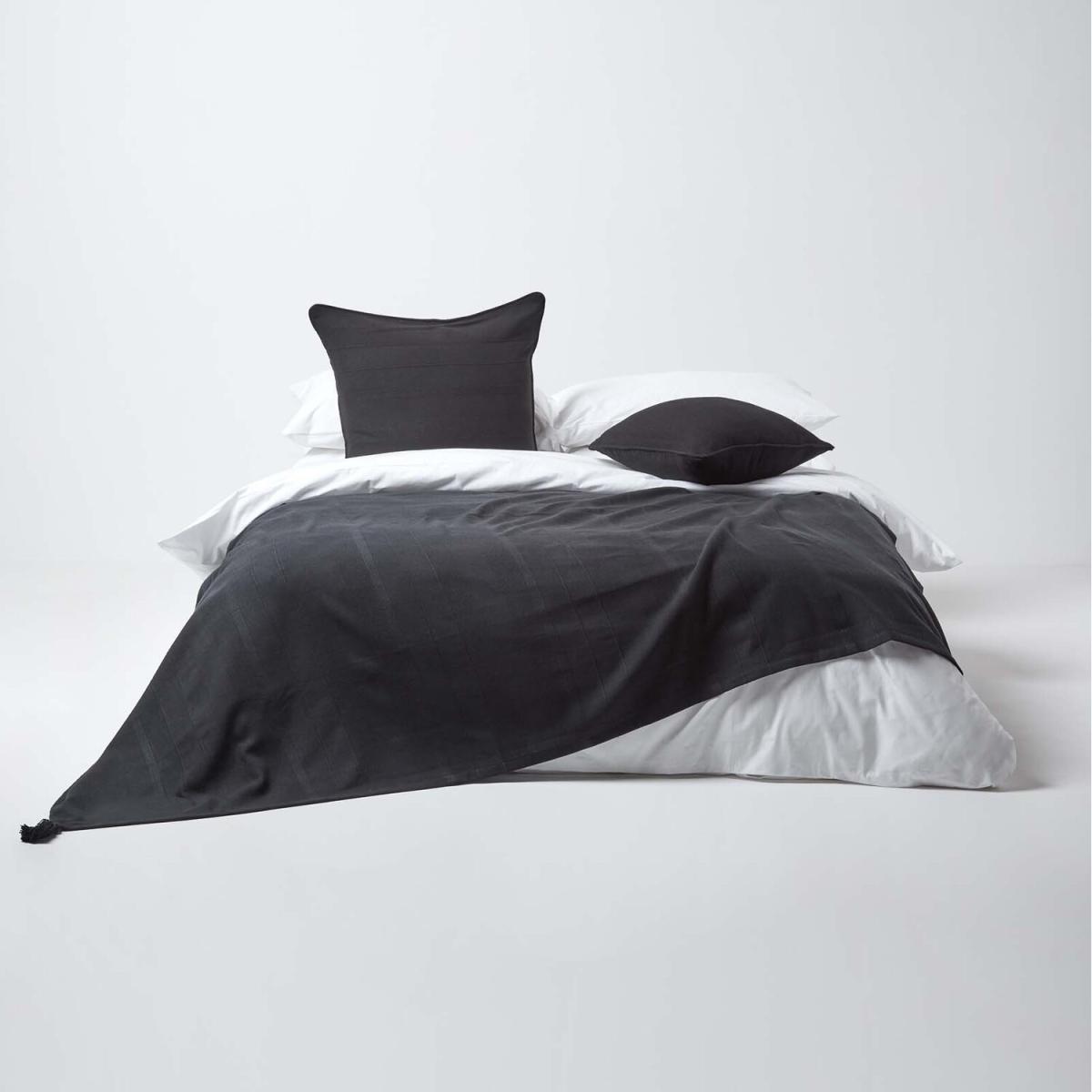 Cotton Rajput Ribbed Black Throw - Black – image 2