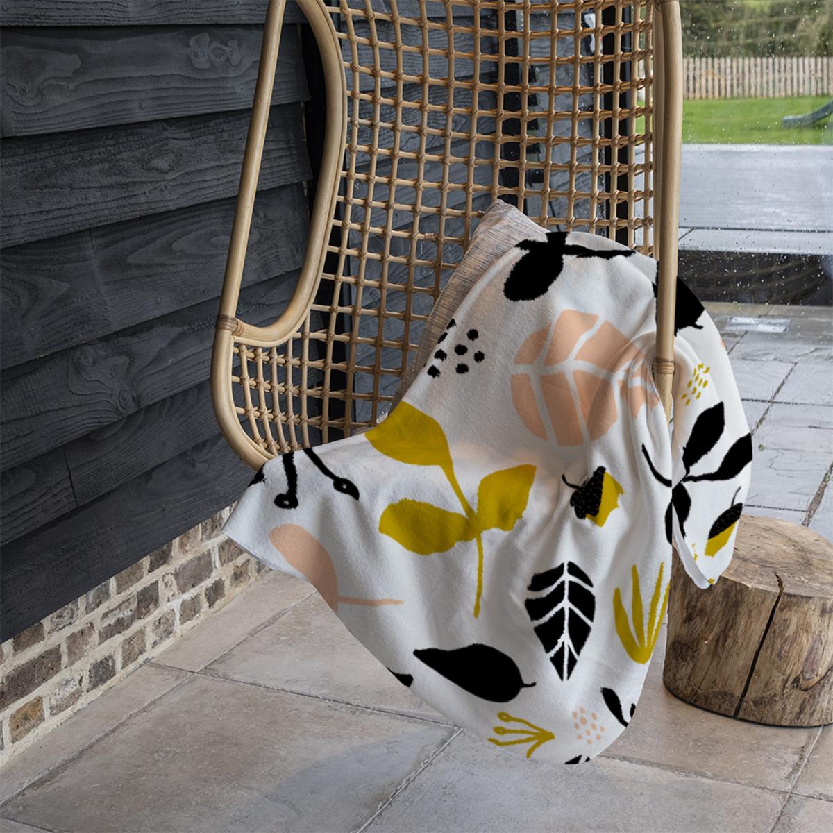 Leaves Acorns And Branches Blanket - Yellow – image 1
