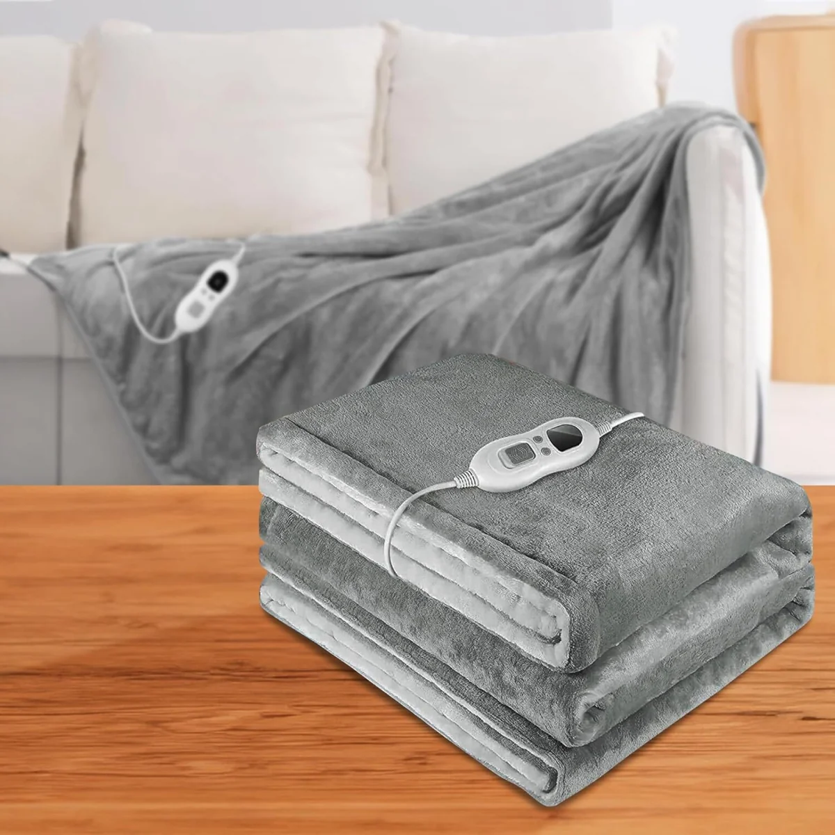 Heated Throw - Grey – image 2