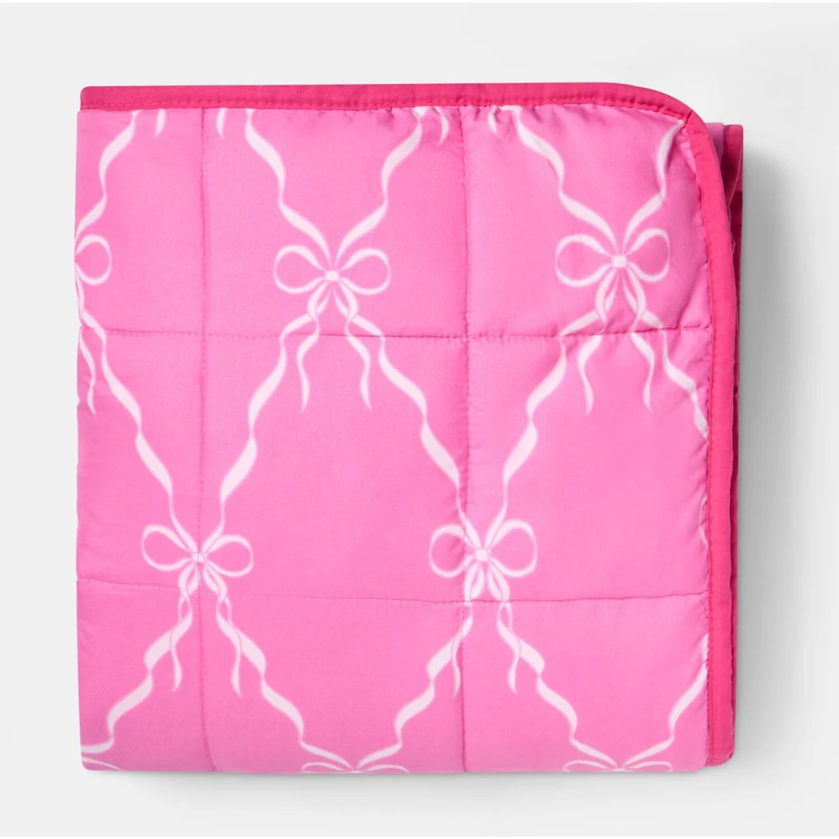 OHS Bow Print Supersoft Weighted Blanket - Hot Pink – image 3