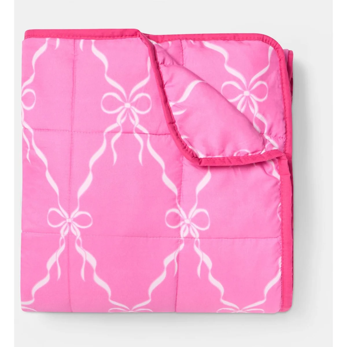 OHS Bow Print Supersoft Weighted Blanket - Hot Pink – image 4