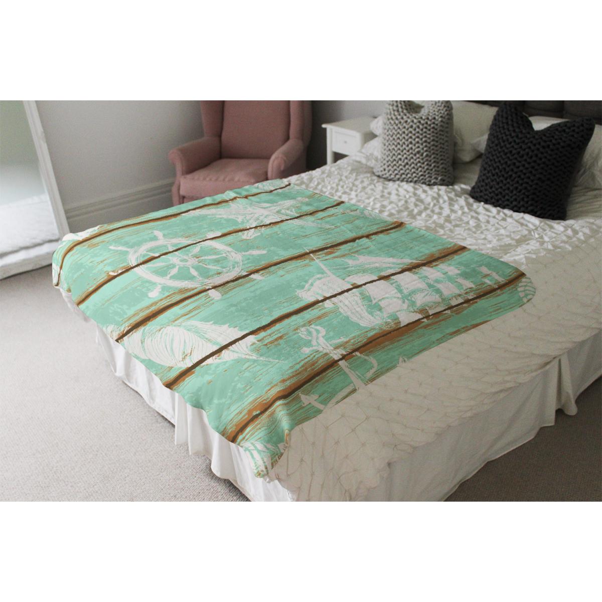 Nautical Elements On Wood Blanket - Green – image 3