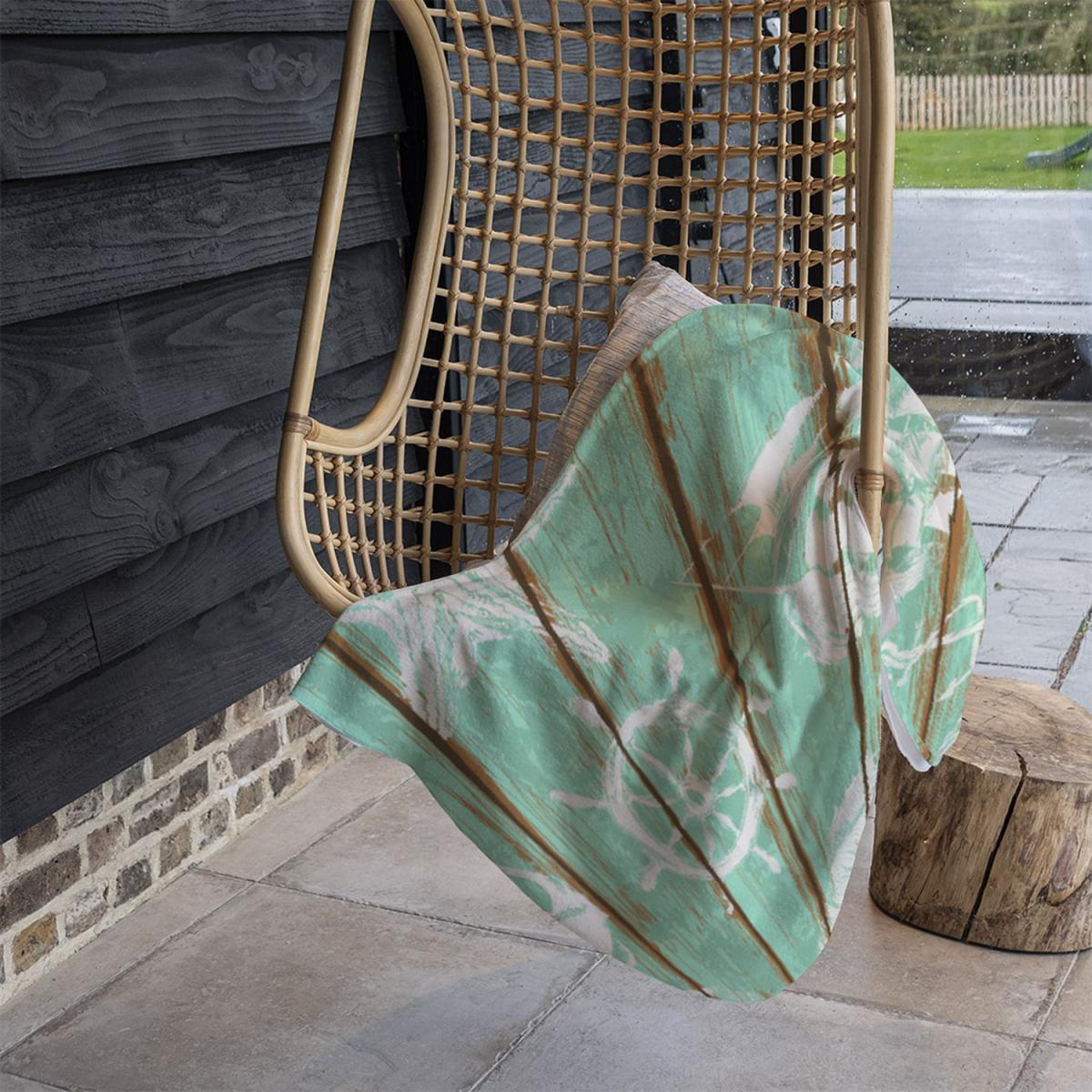 Nautical Elements On Wood Blanket - Green – image 4