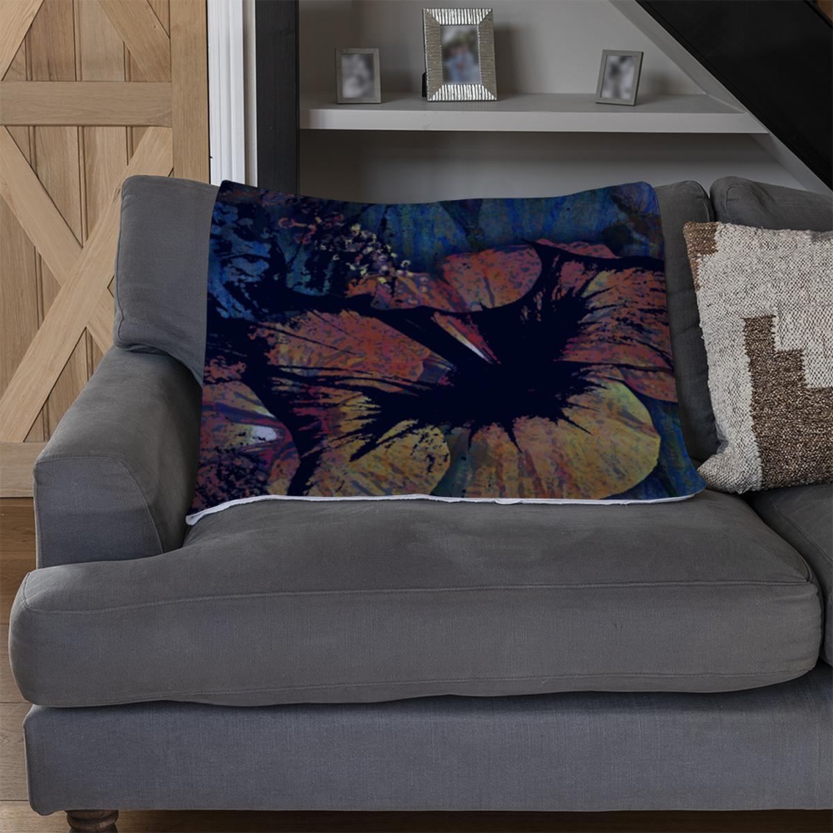 Grunge Flower Print Blanket - Black – image 3