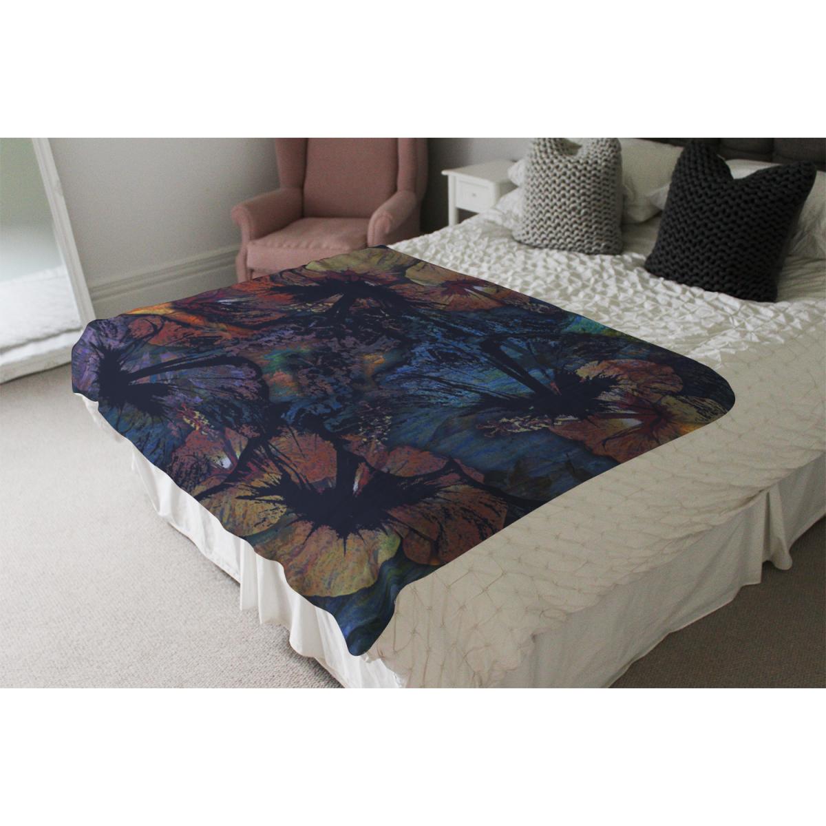 Grunge Flower Print Blanket - Black – image 4