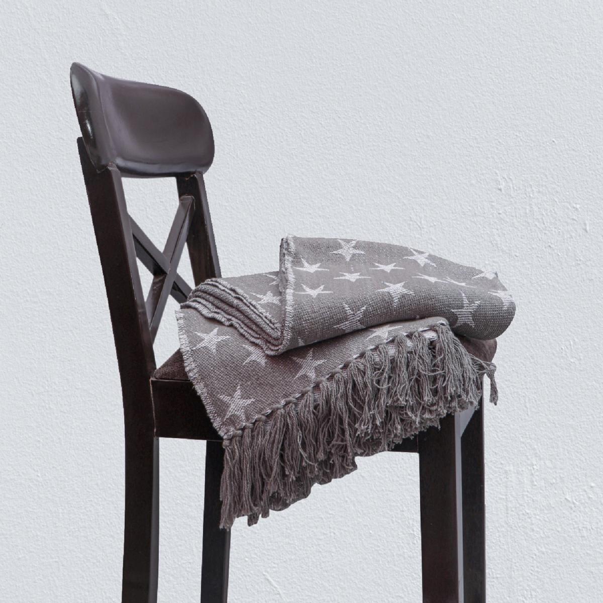 Jacquard Star Throw grey 100 percent Cotton - Grey – image 3
