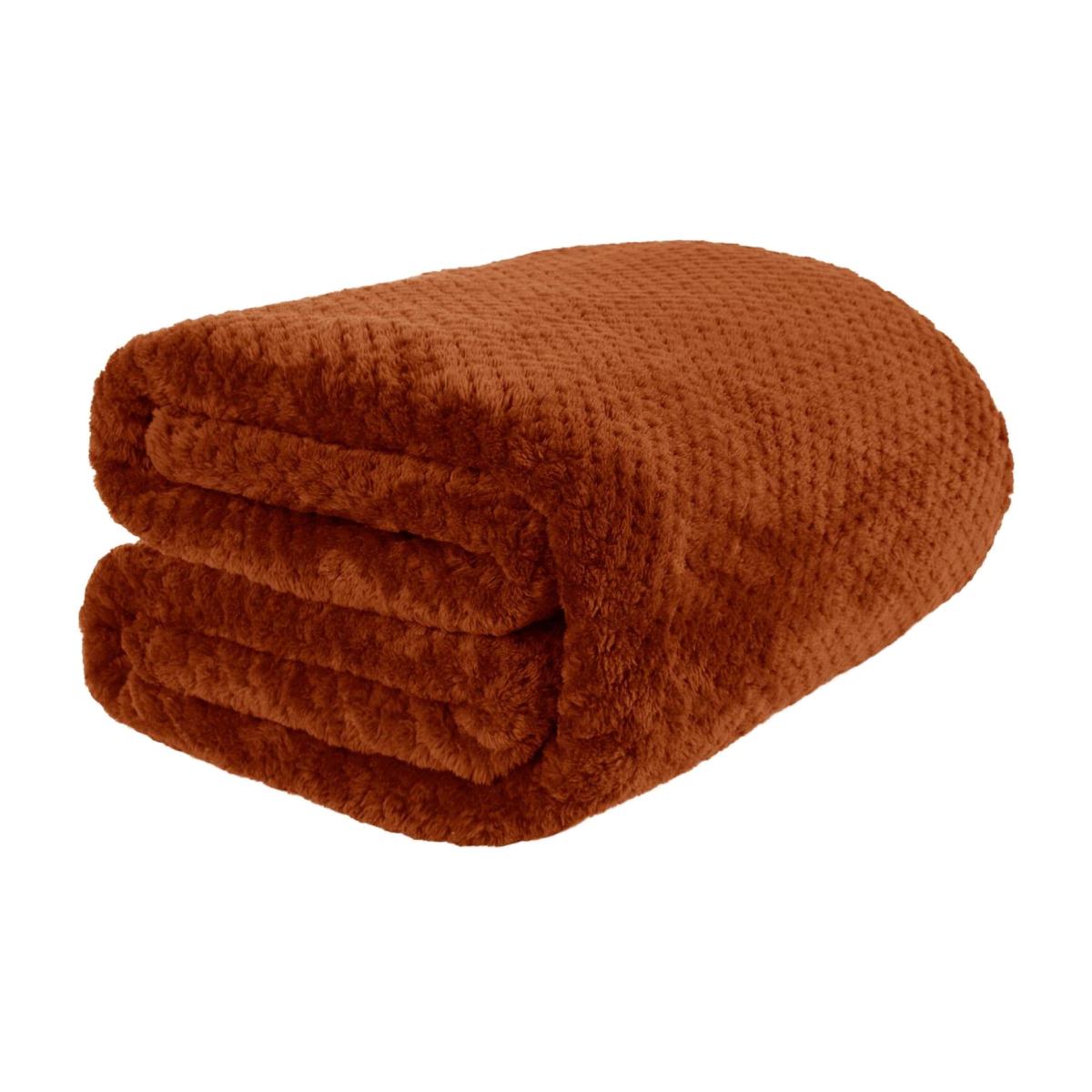 Waffle Honeycomb Mink Throw - Rust / 200cm