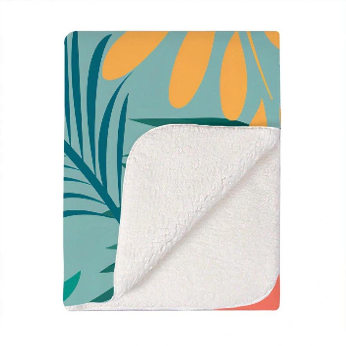 Abstract Bright Colorful Tropical Leaves Blanket - Green – image 2