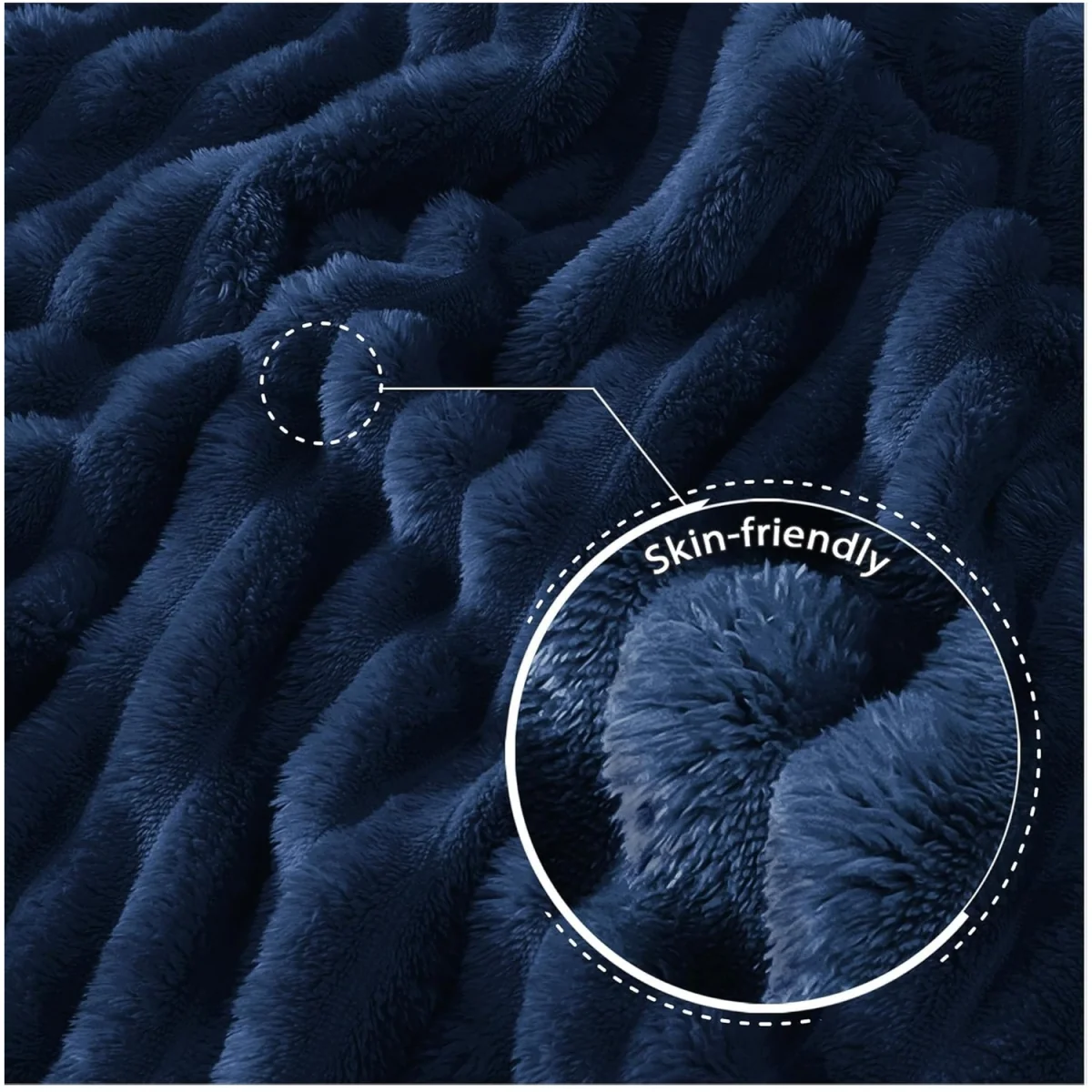 Ribbed Jacquard Fleece Blanket 150x200cm - Blue – image 2