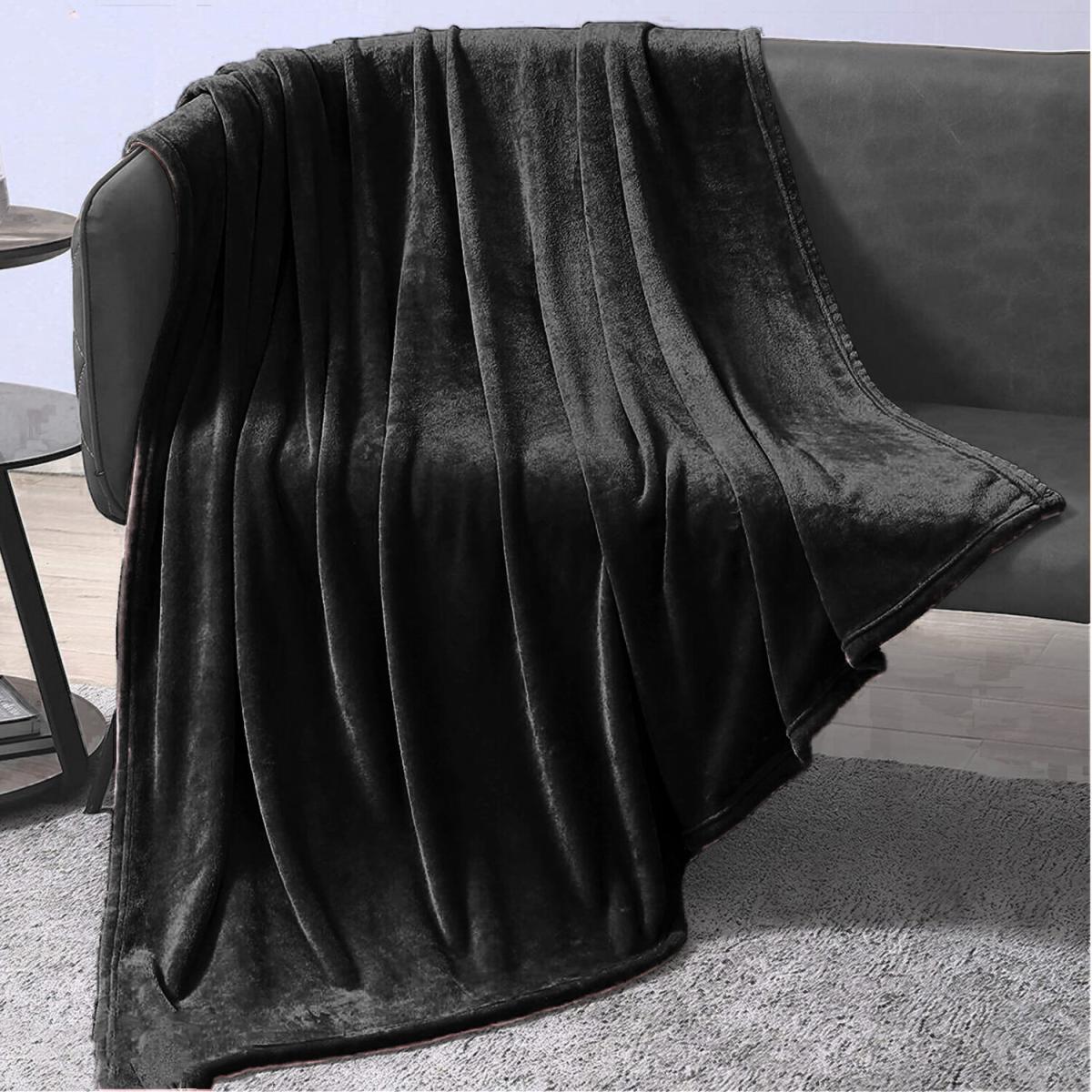 Faux Mink Super Soft Throw - Black – image 1