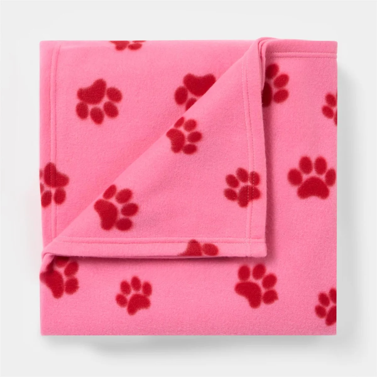 OHS Pet Paw Print Fleece Throw - Pink/Red – image 4