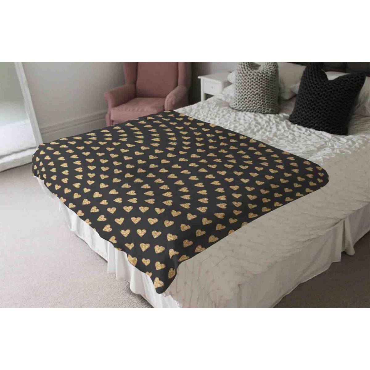 Geometric Glitter Love Hearts Blanket - Gold – image 4