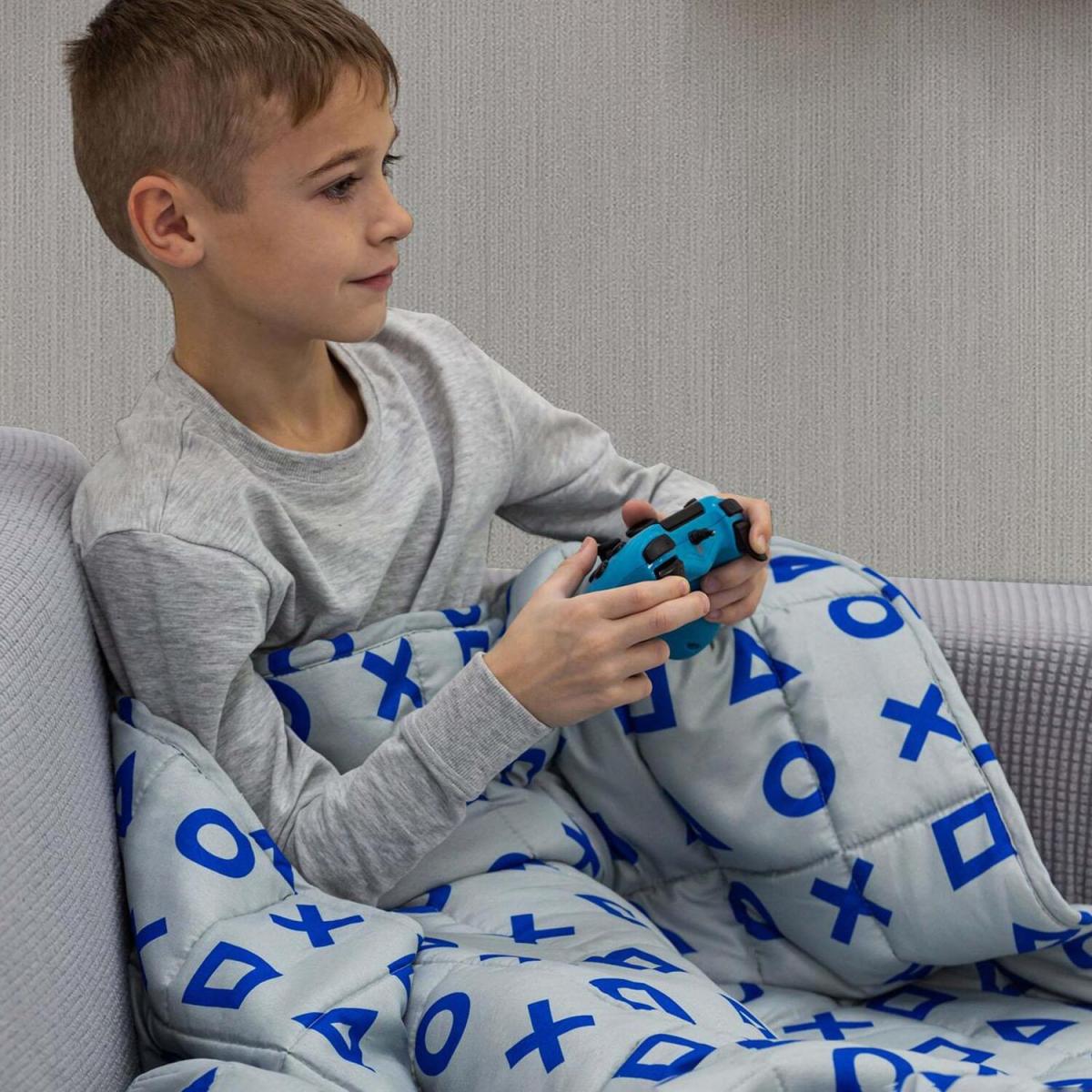 Play Station Weighted Blanket Kids Childrens Throw - Grey – image 4