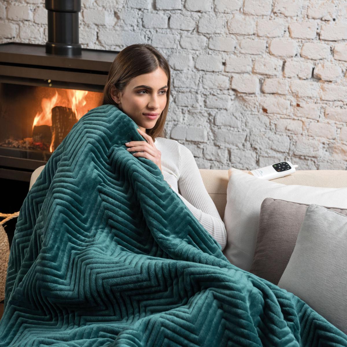 Herringbone Emerald Green Throw - Emerald