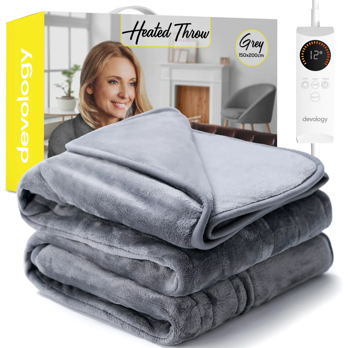 Machine Washable Electric Blanket Heated Throw - Grey – image 2