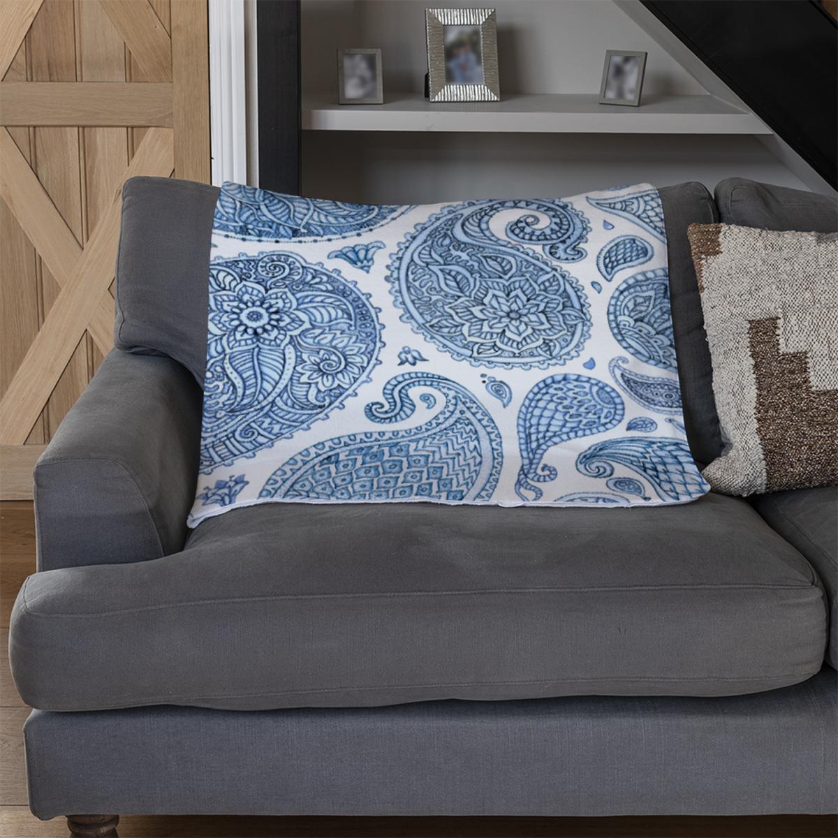 Blue And White Bo Ho World Blanket - Blue – image 3