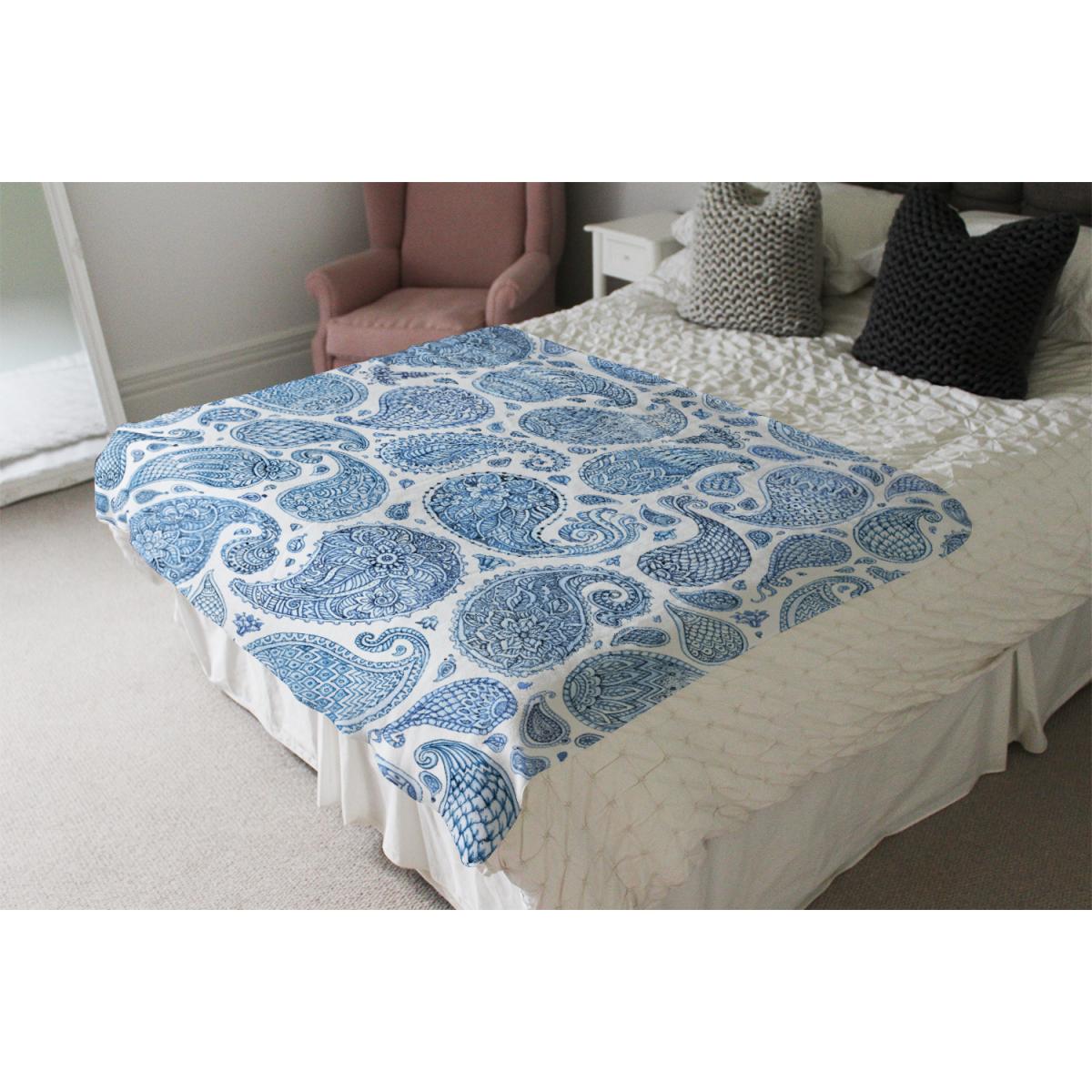 Blue And White Bo Ho World Blanket - Blue – image 4
