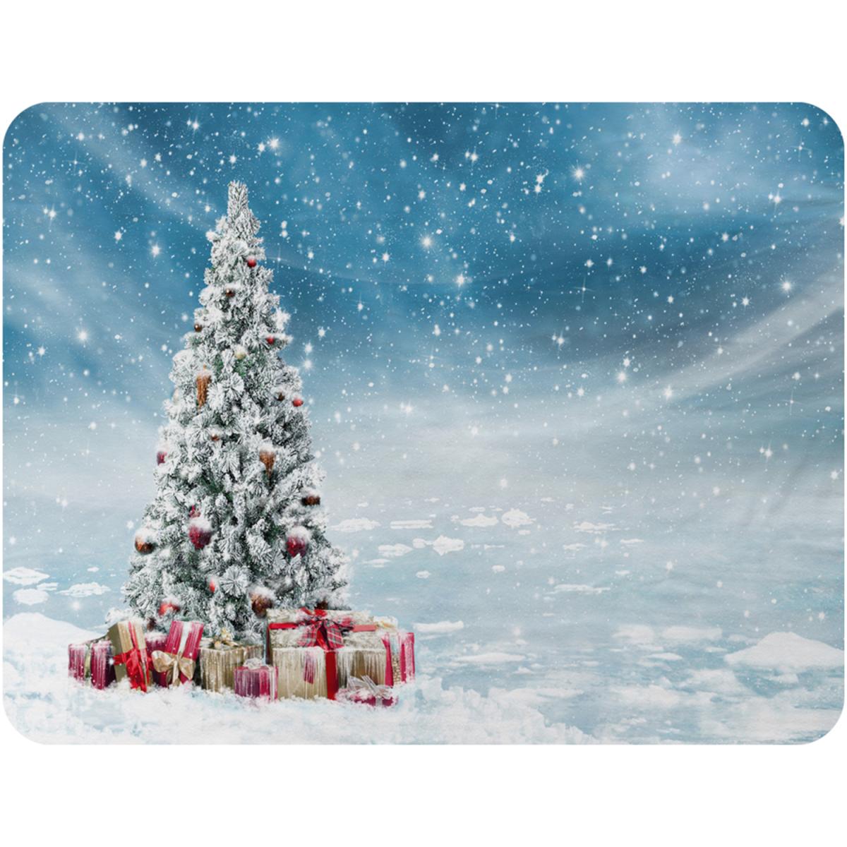 Beautiful Decorated Snowed In Christmas Tree Soft Blanket - Blue – image 2