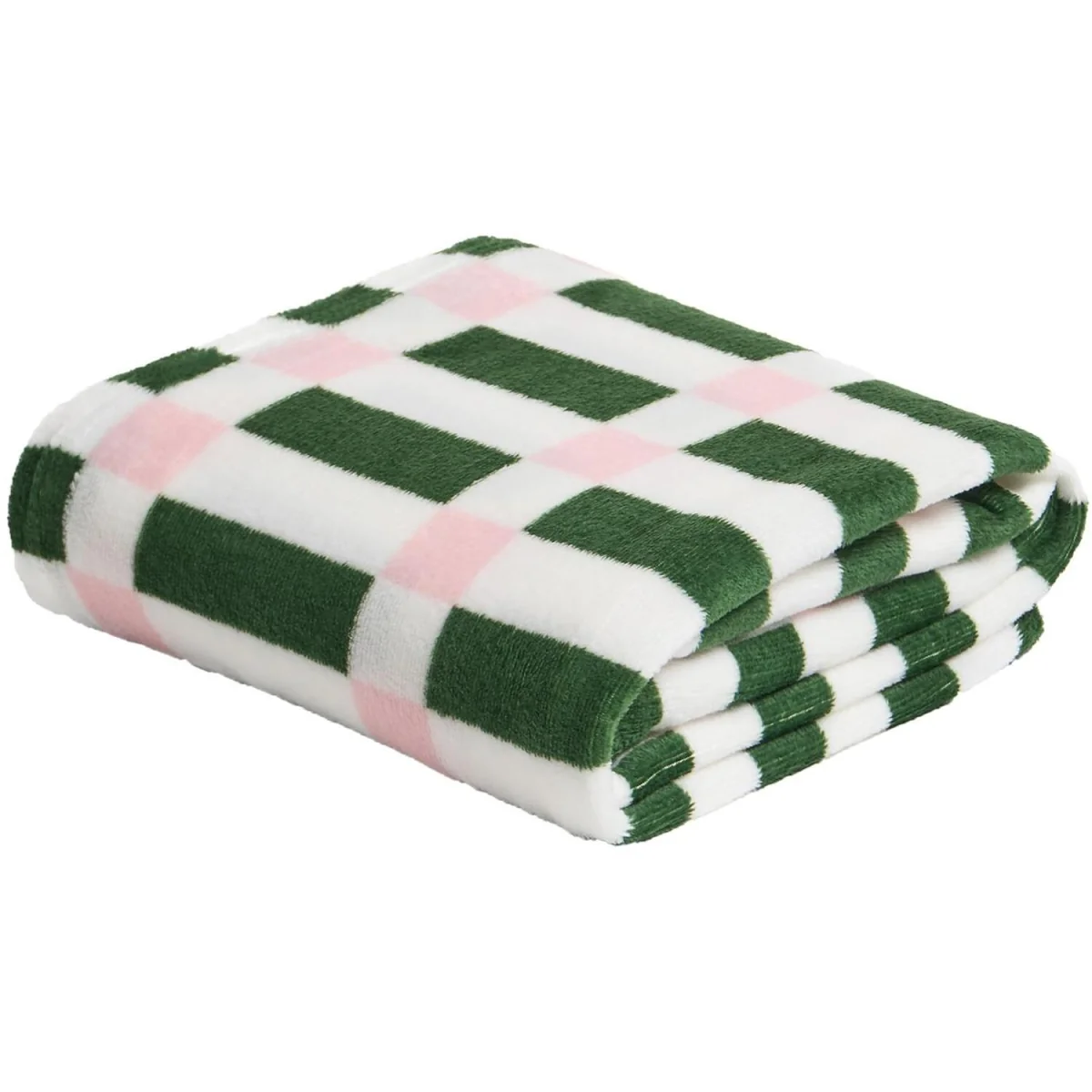 OHS Check Print Ultra Soft Throw - Green/Pink – image 5