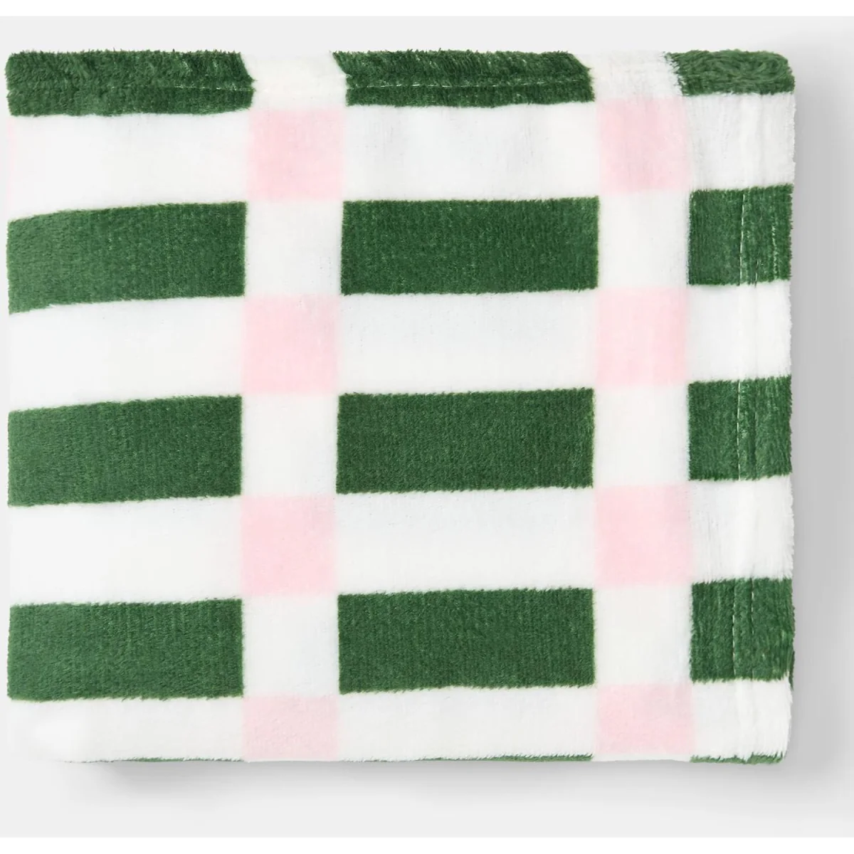 OHS Check Print Ultra Soft Throw - Green/Pink – image 6
