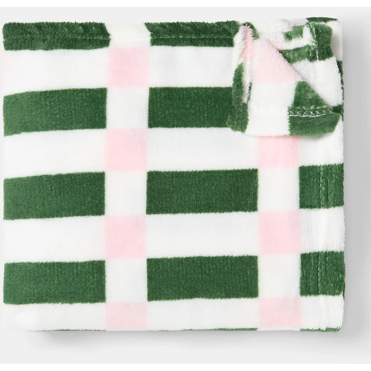 OHS Check Print Ultra Soft Throw - Green/Pink – image 7