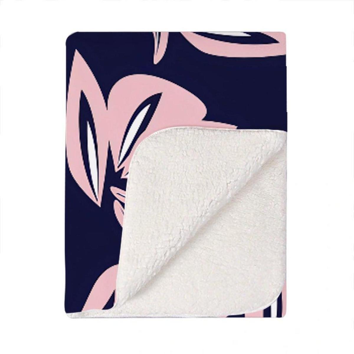 Pink Navy Floral Botanical Pattern Blanket - Pink – image 2