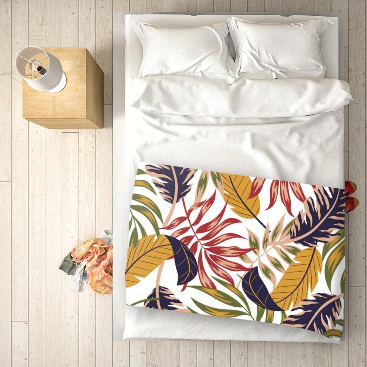 Hawaiian Style Jungle Leaves Blanket - Brown – image 1