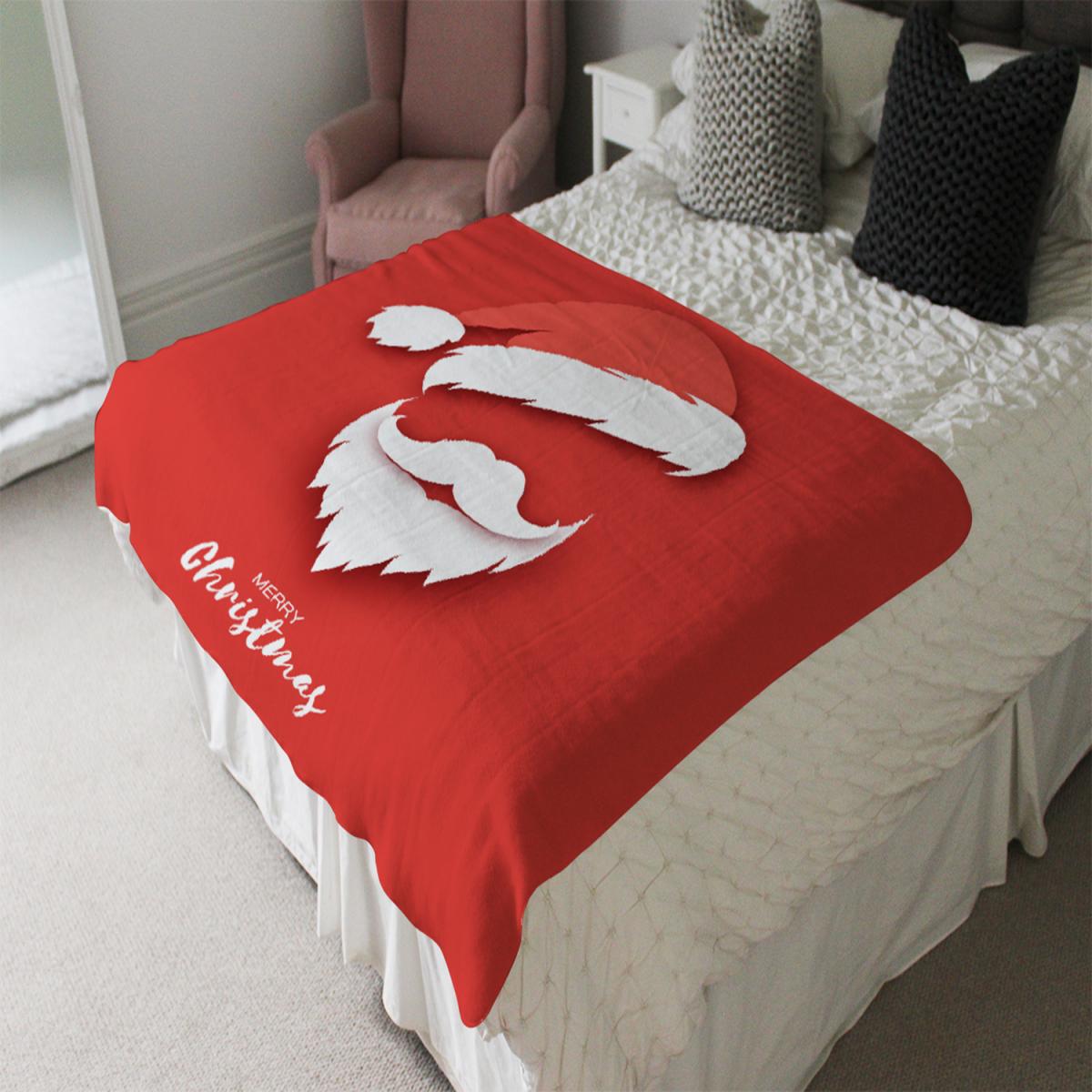 Santa Claus Hat And Beard Soft Blanket - Red – image 3