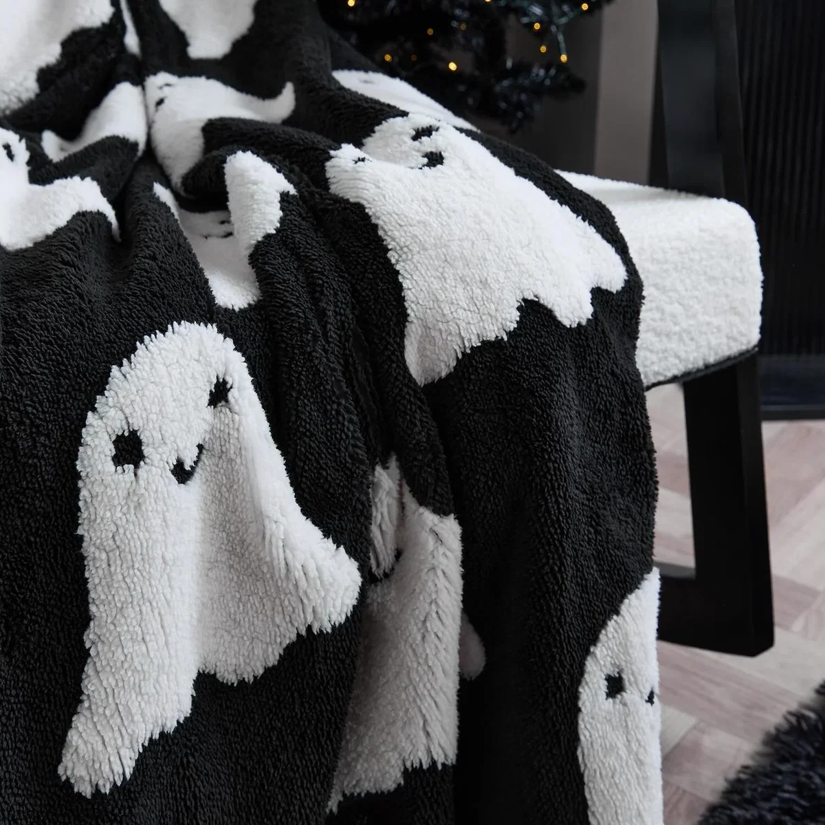 OHS Tufted Ghost Fleece Throw - Black – image 3