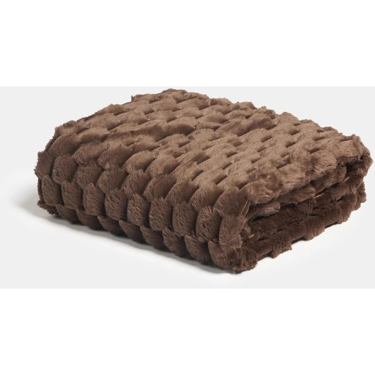 OHS Waffle Faux Fur Throw - Chocolate – image 4