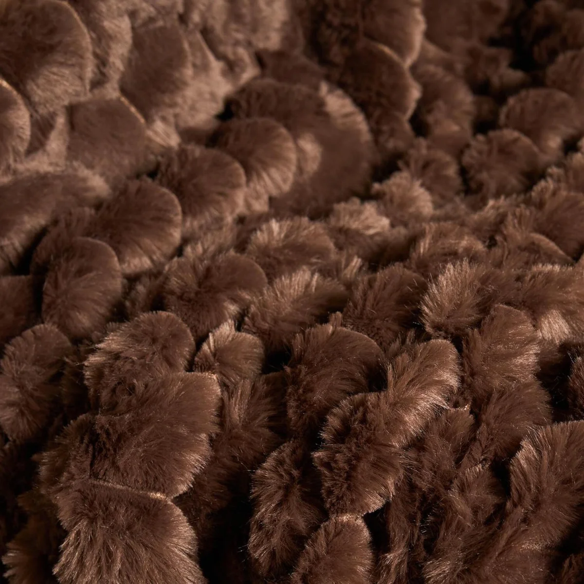 OHS Waffle Faux Fur Throw - Chocolate – image 6