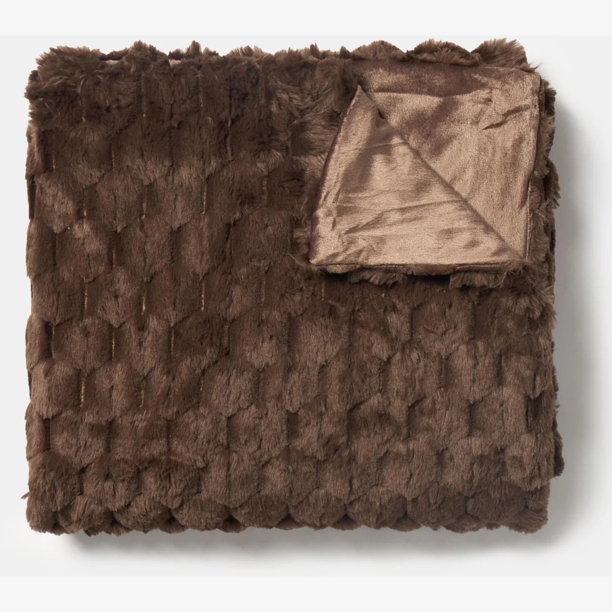 OHS Waffle Faux Fur Throw - Chocolate – image 1