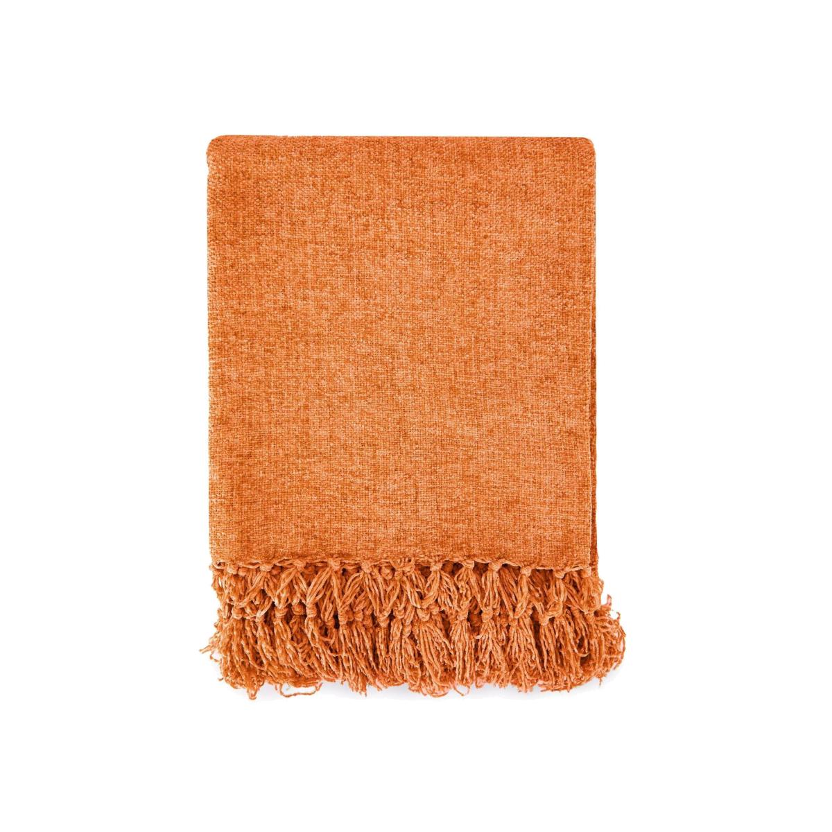 Darcy Tassel Blanket Throw - Burnt Orange / 150x200cm