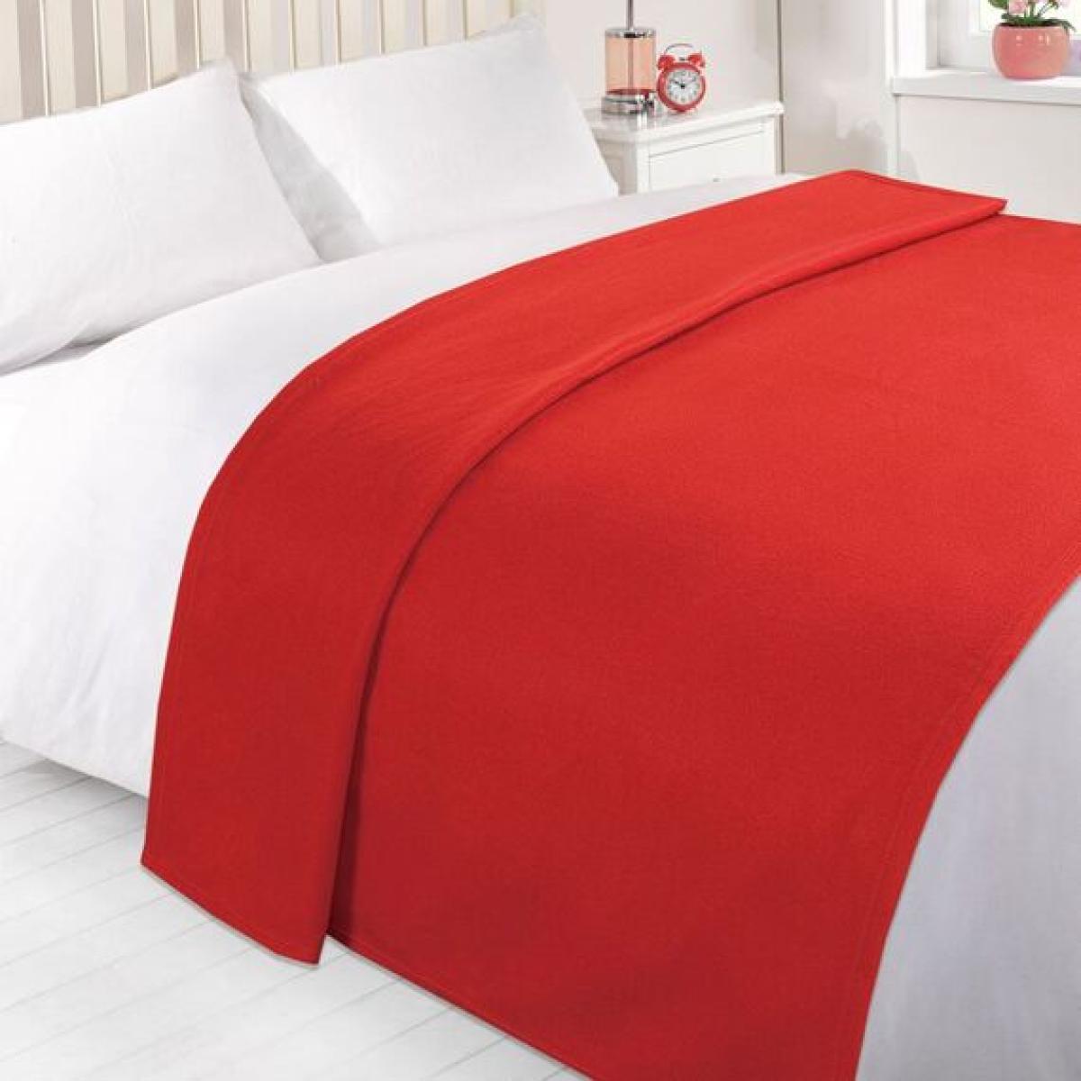 Dreamscene Warm Soft Plain Fleece Throw Over Blanket - Red / 150cm