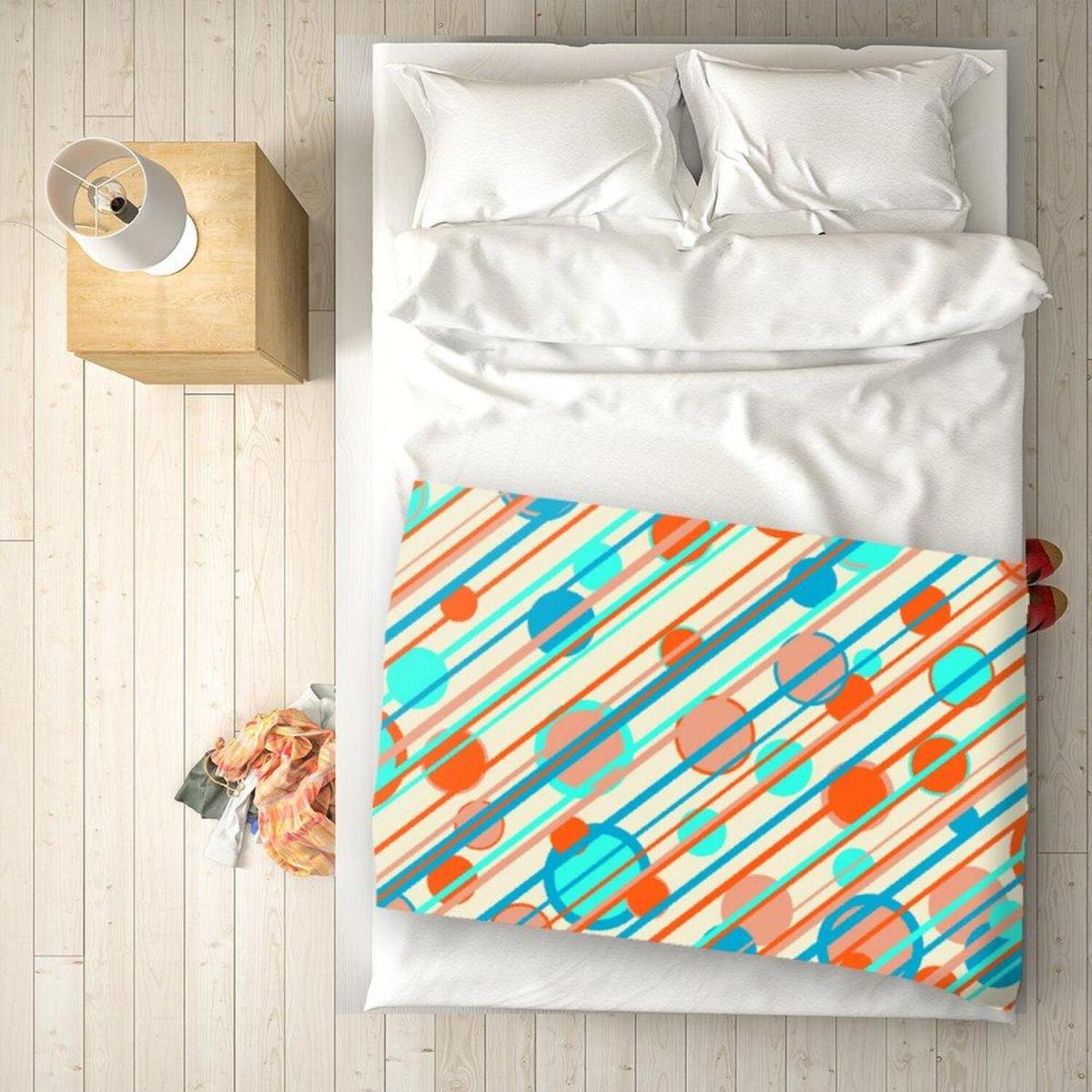 Retro Stripes And Circles Blanket - Orange