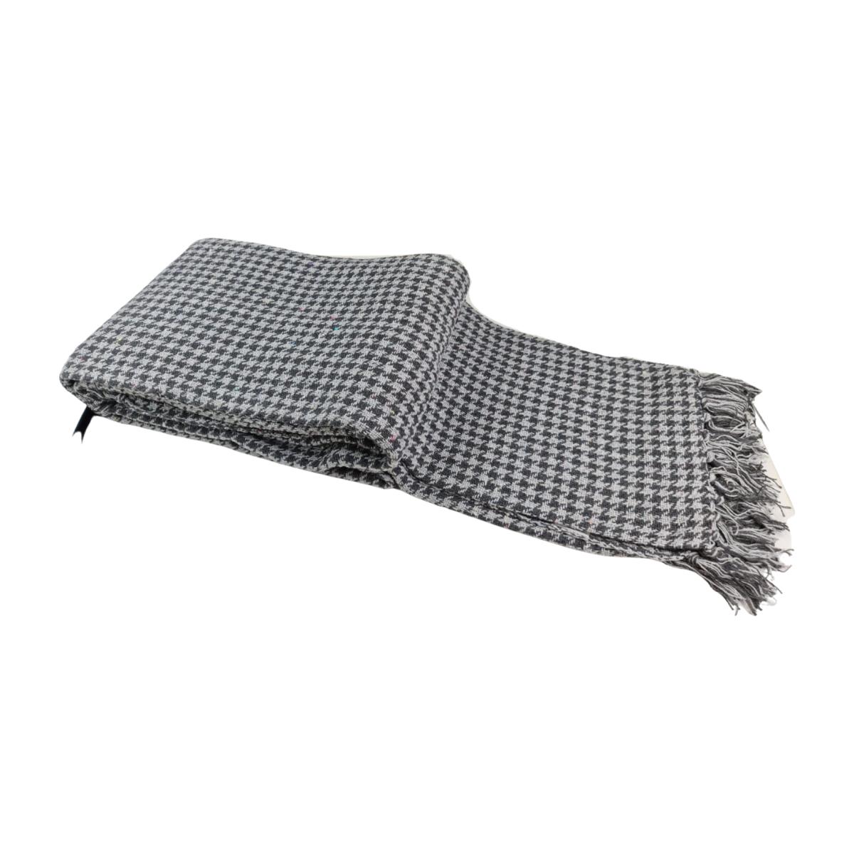 Cotton Houndstooth Chair Throw - Grey