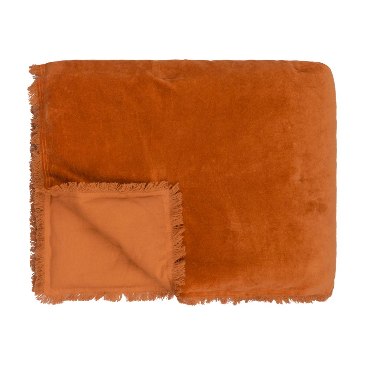 Jaye Cotton Velvet Filled Bedspread - Rust