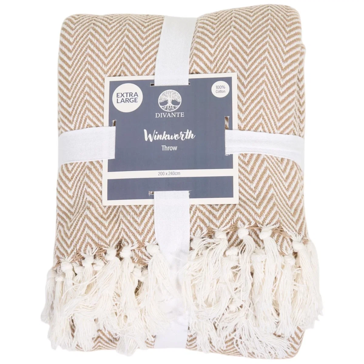 Winkworth Herringbone Extra Large Throw - Natural – image 2