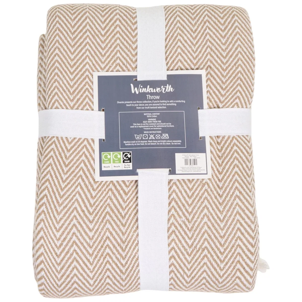 Winkworth Herringbone Extra Large Throw - Natural – image 3