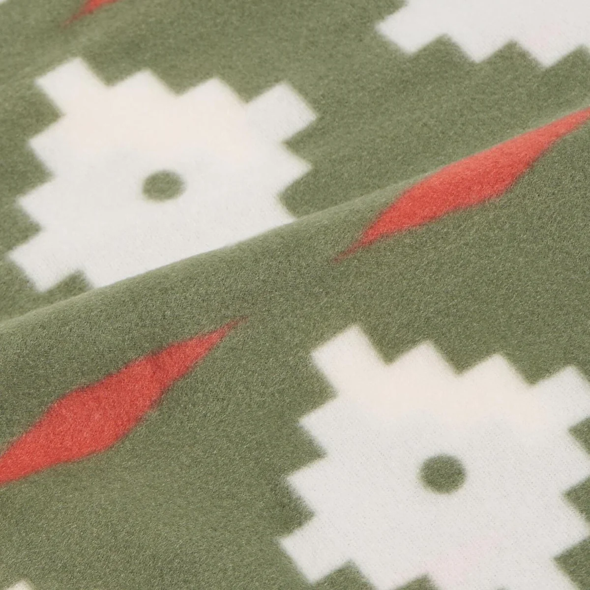 OHS Geometric Tile Print Fleece Throw - Olive – image 3