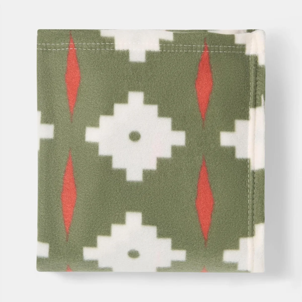OHS Geometric Tile Print Fleece Throw - Olive – image 5
