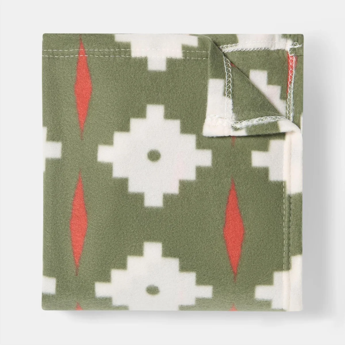 OHS Geometric Tile Print Fleece Throw - Olive – image 6