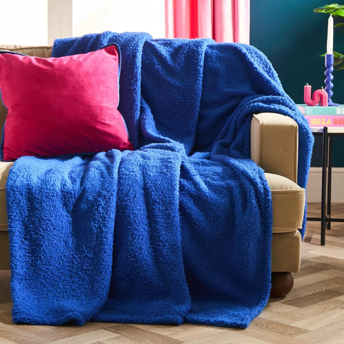 OHS Teddy Fleece Throw - Cobalt Blue / 200cm / 240cm – image 2
