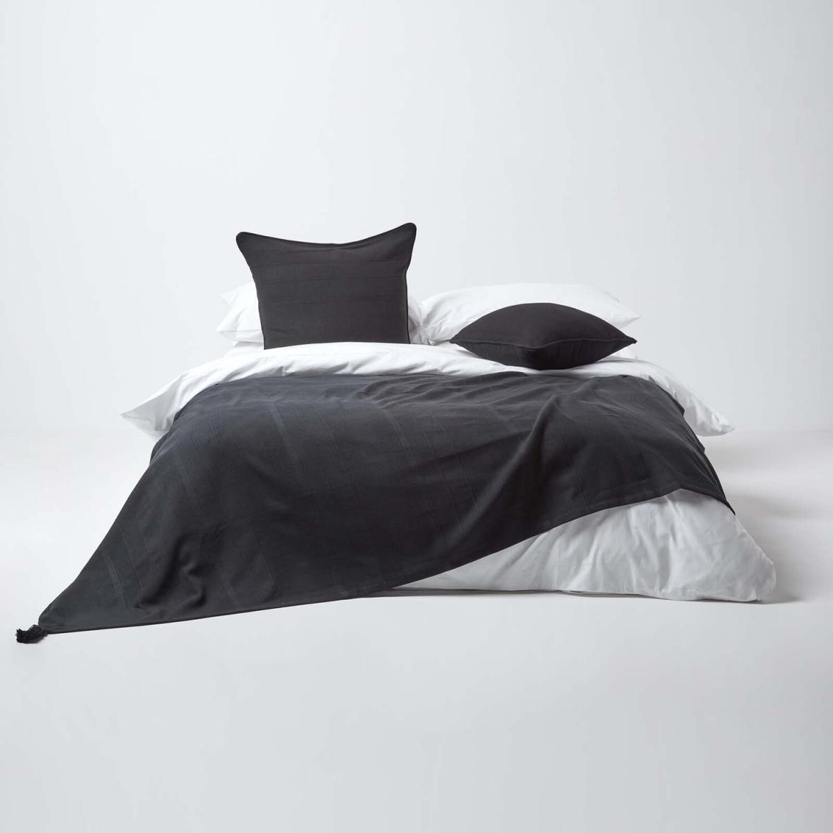 Homescapes Cotton Rajput Ribbed Throw - Black / 0.87kg / 200cm – image 2