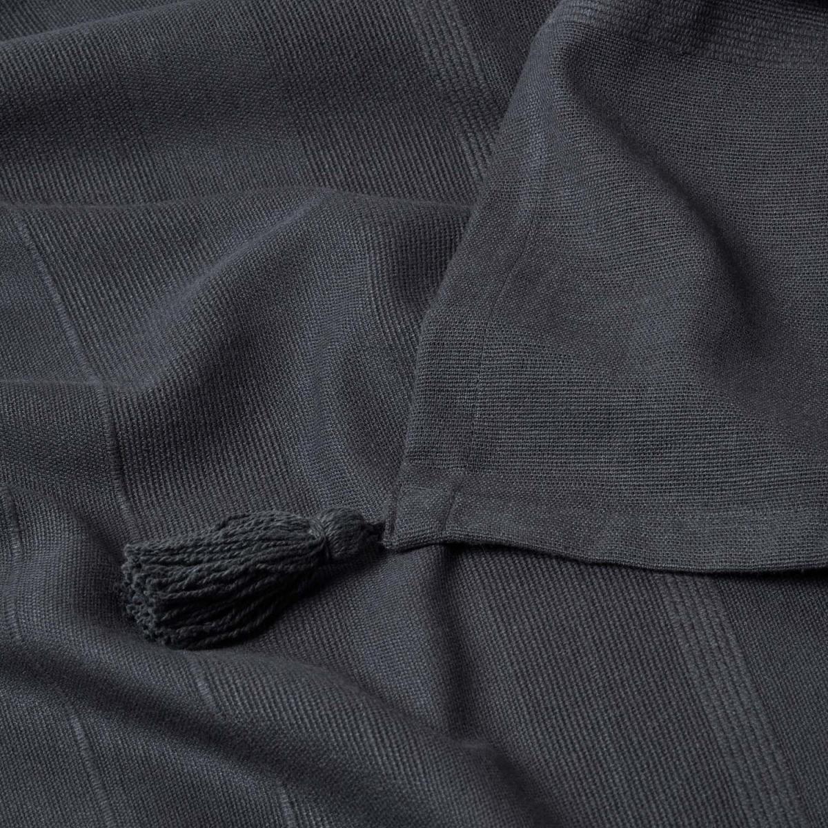 Homescapes Cotton Rajput Ribbed Throw - Black / 0.87kg / 200cm – image 4