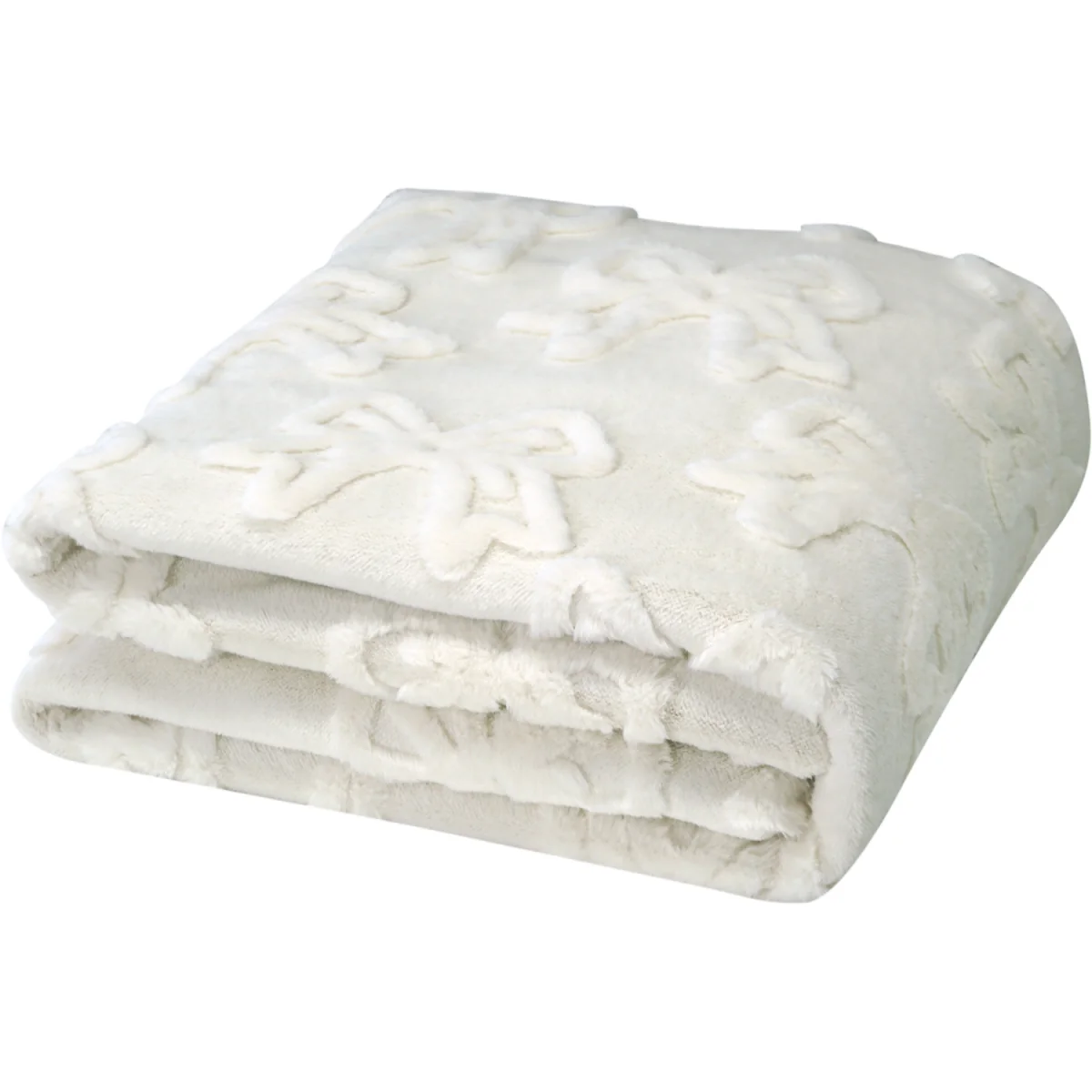 Bow Faux Fur Heated Electric Throw - White – image 2