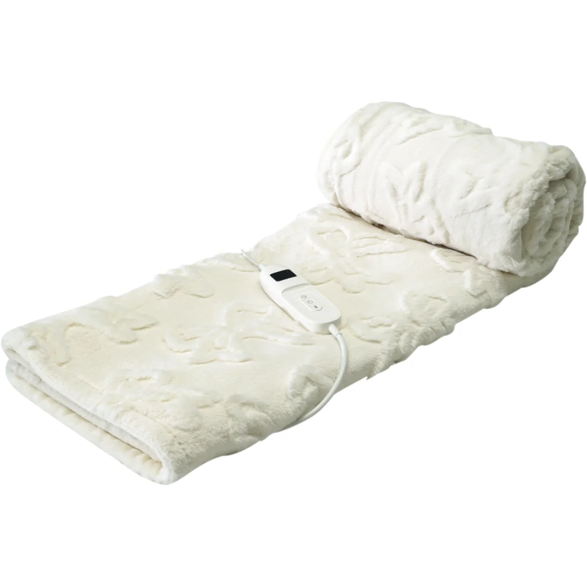 Bow Faux Fur Heated Electric Throw - White – image 4