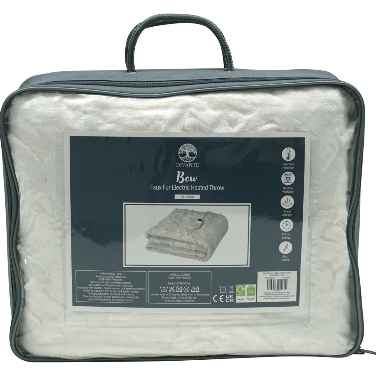 Bow Faux Fur Heated Electric Throw - White – image 5